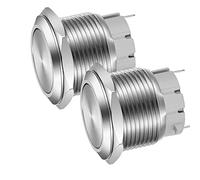 Gebildet 22mm Testa Piatta ACCESO/SPENTO SPST Pulsante a Scatto, Interruttore a Pulsante in Metallo Impermeabile in Acciaio Inossidabile, Terminali a Saldare DC 6V/12V/36V/48VAC 110V/230V 3A 1NO