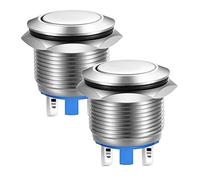 Gebildet 22mm Testa Piatta SPST Pulsante Momentaneo Impermeabile, Auto-Reset Interruttore a Pulsante in Metallo in Acciaio Inox, Terminali a Saldare DC 6V/12V/36V/48VAC 110V/230V 3A 1NO