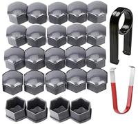 Gebildet 24 Pezzi Copridadi Ruota 17mm Copridadi Bullone Ruota, Copridadi Esagonali per Pneumatici con Set di Strumenti di Rimozione per Auto(Grigio)