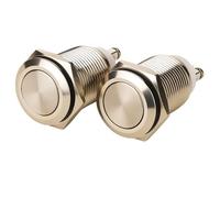 Gebildet 2pcs 16mm 5A/12V/24V/125V/250V Autobloccante Interruttore a Pulsante Terminali a Vite Pulsante Impermeabile in Metallo in Acciaio Inossidabile(Testa Piatta)