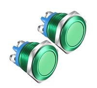 Gebildet 2pcs 16MM Interruttore a Pulsante Momentaneo IP65 Impermeabile Guscio in lega di Alluminio 3A/12V 24V 36 DC 110V 250VAC 1NO SPST Terminale a vite (guscio verde)