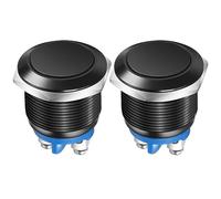 Gebildet 2pcs 19MM Interruttore a Pulsante Momentaneo IP65 Impermeabile Guscio in lega di Alluminio 3A/12V 24V 36 DC 110V 250VAC 1NO SPST Terminale a vite (guscio nero)