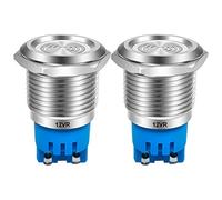 Gebildet 2pcs DC 12V 19mm Allarme Cicalino con Lampada Flash 90dB Indicatore Cicalino Flash in Acciaio Inossidabile, per Pannello di Controllo Elettrico, Progetto Fai da Te(LED Rosso)