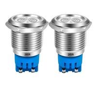 Gebildet 2pcs DC 24V 19mm Impermeabile IP65 Acciaio Inossidabile LED Rosso Flash Allarme 90dB Indicatore Luminoso con Cicalino Lampada, per Pannello di Controllo Elettrico, Progetto Fai da te