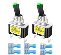 Gebildet 2Pcs Interruttore a Levetta Illuminato a Bilanciere 12V 30A Heavy Duty Racing Car Automotive Auto SPST Interruttore a Levetta Acceso/Spento LED Illuminato 12mm Dimensioni (Verde)
