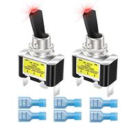 Gebildet 2Pcs Interruttore a Levetta Illuminato a Bilanciere 12V 30A Heavy Duty Racing Car Automotive Auto SPST Interruttore a Levetta Acceso/Spento LED Illuminato 12mm Dimensioni (Rosso)