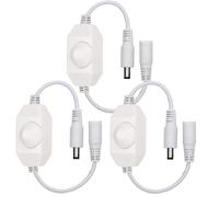 Gebildet 3 pezzi Bianco DC12V-24V LED Strip Lights Dimmer Switch PWM Rotary Dimmer Controller Inline Dimmer Switch per luci a LED Luci di Natale