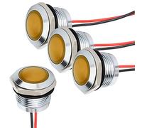 Gebildet 4 Pezzi 110V-230V 20mA Indicatore di Risparmio Energetico Lampada di Segnalazione in Metallo Impermeabile Lampada di Segnalazione Dimensioni foro 16mm LED Fiallo (Testa a Superficie Sferica)