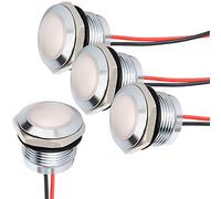 Gebildet 4 Pezzi 110V-230V 20mA Indicatore di Risparmio Energetico Lampada di Segnalazione in Metallo Impermeabile Lampada di Segnalazione Dimensioni foro 16mm LED Bianco(Testa a Superficie Sferica)