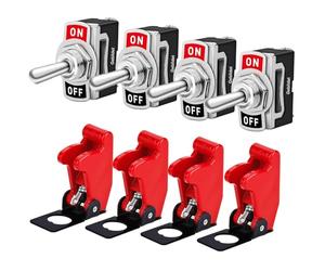Gebildet 4 pezzi Interruttore a Levetta SPST, 10A/12VDC, 6A/24VDC, ON-OFF in Metallo 2 Terminali Pin 2 Posizioni Rocker Toggle Switch, Usato per Auto Camion Barca