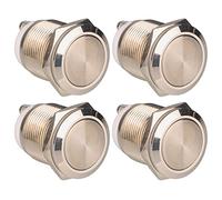 Gebildet 4pcs 19mm 5A/12V/24V/125V/250V Autobloccante Interruttore a Pulsante Terminali a Vite Pulsante Impermeabile in Metallo in Acciaio Inossidabile(Testa Piatta)