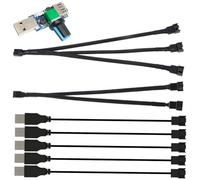 Gebildet 5 pezzi Cavo Adattatore di Alimentazione per Ventola USB a 3/4 pin pwm 5V, Regolatore di velocità della ventola, cavo splitter pwm a 2/3 vie