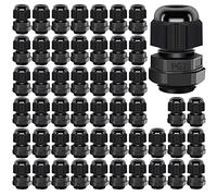 Gebildet 50 pezzi Connettori Pressacavi PG7, Connettori per Cavi IP68 Impermeabili Ø3-6.5mm, M12 x 1.5 Giunti Passacavi Regolabili per Casa, Giardino, Illuminazione Esterni (Nero)