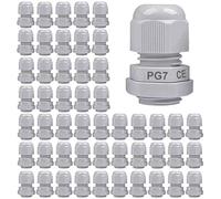 Gebildet 50 pezzi Connettori Pressacavi PG7, Connettori per Cavi IP68 Impermeabili Ø3-6.5mm, M12 x 1.5 Giunti Passacavi Regolabili per Casa, Giardino, Illuminazione Esterni (Bianco)
