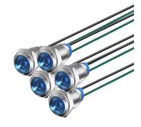 Gebildet 5pcs 10mm 3V-4,5V-5V-6V-7,5V-9VDC Lampada di Segnalazione Impermeabile con Filo, Indicatore Luminoso a LED in Metallo a Risparmio Energetico(Blu)
