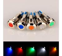 Gebildet 5pcs 8mm AC/DC 12-24V Acciaio Inossidabile Indicatore LED Impermeabile Spia Luminosa(5 colori)
