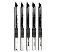 Gebildet 5pcs Coltello Multiuso a Lama Nera, Destra e Sinistra Mano Acciaio Inossidabile Taglierino Bloccabile, Lame a Spezzare da 9mm,Coltello per Pellicole a 30 Gradi per Pellicole,Carta da Parati
