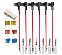 Gebildet 6 Pezzi Add-a-Circuit Micro 2 Fuse Tap 12V 24V, Portafusibili a Lama Piggy Back Con Cablaggio, 6 Micro 2 Fusibili (5A 10A 15A) e Estrattore
