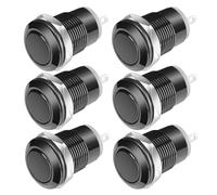 Gebildet 6pezzi Nero 12mm Pulsante impermeabile Pulsante Momentaneo in Acciaio Inossidabile On Off 2A 12V/24V/125V/250VAC (Testa piatta)
