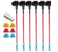 Gebildet 6pz 12V 24V MINI Rubinetto per Fusibile Add-a-Circuit a Basso Profilo con Terminali Termorestringenti, Mini Portafusibile a Lama Piggy Back, 6pz Mini Fusibile a Lama (5A/10A/15A)