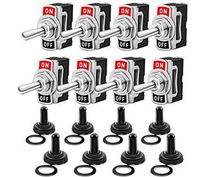 Gebildet 8pezzi SPST Interruttore a Levetta con Cappuccio Impermeabile, 10A/12VDC, 6A/24VDC, ON-OFF in Metallo 2Terminali Pin 2Posizioni, Usato per Auto Camion Barca (Nero)