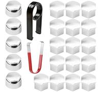 Gebildet Copridadi Ruota Cromati da 17mm, Copridadi per alette, 24 Pezzi Kit Protezione Viti Copribulloni Universali, 17 Copriviti Ruota da 17mm, 5 Cappucci Antifurto Rotondi e 2 Clip