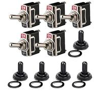 Gebildet Interruttore a Levetta a Bilanciere con Copertura Impermeabile, 12V-24V-48V-110V/10A, 220V-230V/6A, Interruttore ON/OFF SPST a 2 pin, Utilizzato per Auto,Camion,Barche(Confezione da 5, Nero)