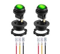 Gebildet Interruttore a Levetta LED Verde Impermeabile con Guscio Rotondo 3Pin 12DC-20A/24VDC-10A per Auto Camion Interruttore a Bilanciere Acceso/Spento -2Pack