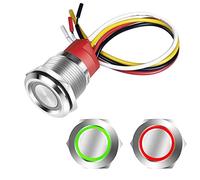 Gebildet Interruttore a Sfioramento DC 6V-36V/5A, Pulsante a Sfioramento Impermeabile IP67 Interruttore a Scatto, LED Verde e Rosso Adatto per Foro di Montaggio da 7/8" 22mm