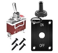 Gebildet Marine Interruttore a Levetta con Pannello di Montaggio 12VDC 20A Interruttore a Levetta 250VAC 15A Heavy Duty SPST Acceso/spento 2Pin per Auto Camion Barca con Cappuccio Impermeabile