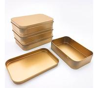 Gebildet Scatola Latta di Metallo, Mini Contenitore Portatile, Kit Piccoli Contenitori, Scatola Immagazzinaggio con Coperchio, Scatola Vuota di Latta, Stoccaggio Domestico 9,4x6,1x2cm, Oro