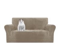 GEBIN Copridivano 2 Posti con Braccioli, Copridivano Elasticizzato Antiscivolo Velluto, Copri Divano AntiGraffio per Gatto per Divano Protezione per Mobili per Soggiorno (Cachi,2 Posto)
