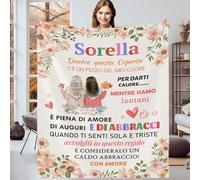 Gebiorty Coperta Regalo per Sorella, Idee Regalo Donna Compleanno Sorella Originale Speciale, Festa della Mamma Regalo per Amica Sorella, Flanella Coperta 130x150cm