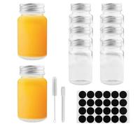 Gebiuhoo Bottiglie di vetro vuote 80 ml 10 pezzi Mini bottiglia per bere con coperchio Piccola bottiglia di vetro trasparente riutilizzabile Piccola bottiglia di succo, portatile bocca larga