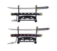 Gebiuhoo Portachiavi Katana One Piece 2 Pezzi Miniatura Spada Letter Opener 15 cm con 2 Portacoltelli Portachiavi Spada Anime Cosplay Regalo per Fan e Collezionisti Nero