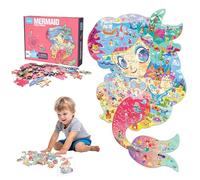Gebiuhoo Puzzle Sirena Animal 128 pezzi Puzzle Bambini Jigsaw Sirenetta Puzzle Oceano Giochi Educativi Montessori Regalo per Femmina Maschio 3 4 5 6 7 8 9 10 11 12 Anni