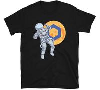 geboan Chainlink Link Crypto Astronaut Blockchain Cryptocurrency T-Shirt Short-Sleeved Shirt Top Sweatshirt Black