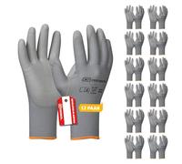 Gebol Micro Flex Grigio | Guanti da lavoro per una sensazione di delicatezza necessaria | Guanti protettivi per uomo e donna | Taglia M (Gr 8) | 12 paia Multipack
