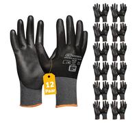 Gebol Micro Flex Touch - Guanti da lavoro con touch screen - Guanti protettivi da uomo - Taglia XXL (Gr 11) - Nero - 12 paia Multipack