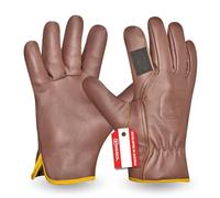 Gebol Quercus | 1 paio | Taglia L (Gr 9) | Guanti da giardinaggio in robusta vera pelle con fodera in cotone | Unisex | Marrone