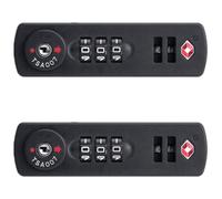 GEBONE Lucchetto per bagagli, approvato TSA007, con cerniera e tastiera a 3 cifre (nero, 2 pezzi) per valigie Toolbox YF-S013#