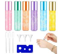 Gebrazy 6 bottiglie di vetro per olio essenziale, 10 ml, vuote, ricaricabili per oli essenziali e profumi