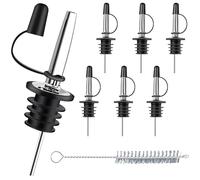 Gebrazy Beccuccio per bottiglie, 6 versatori per vino, versatore per bottiglie con tappi in gomma e spazzola da 10 cm, per liquori, ideale per bar, pub, bistrò, innaffiatore per olio domestico