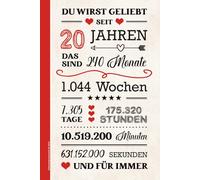 Geburtstag Geschenk 20 Jahre: Schönes Notizbuch A5 liniert ein Geburtstagsgeschenk für Frauen zum 20. Geb die Geschenkidee für zwanzig Jährige eine Kleinigkeit zum Jahrestag - Happy Birthday