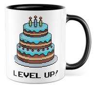 Gebutrstag Tazza con scritta - Regalo Level Up! - Tazza da caffè 330 ml in ceramica - Gaming Games Zocker Humor Ufficio Tazza da caffè