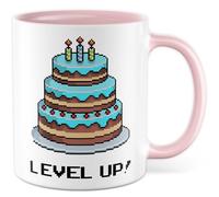 Gebutrstag Tazza con scritta - Regalo Level Up! - Tazza da caffè 330 ml in ceramica - Gaming Games Zocker Humor Ufficio Tazza da caffè