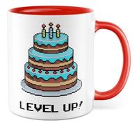 Gebutrstag Tazza con scritta - Regalo Level Up! - Tazza da caffè 330 ml in ceramica - Gaming Games Zocker Humor Ufficio Tazza da caffè