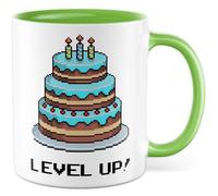 Gebutrstag Tazza con scritta - Regalo Level Up! - Tazza da caffè 330 ml in ceramica - Gaming Games Zocker Humor Ufficio Tazza da caffè