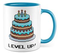 Gebutrstag Tazza con scritta - Regalo Level Up! - Tazza da caffè 330 ml in ceramica - Gaming Games Zocker Humor Ufficio Tazza da caffè