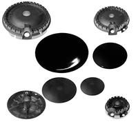 Gecasa Kit piattello e bruciatore 1 grande 2 medi 1 piccolo adattabile Indesit, Germania, Candy, Gasfire, Sovrana, Meneghetti, Ariston, Siltal, Xper, Terim (Kit Completo, Piattello)